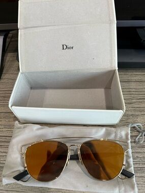 Women's Christian Dior Dior Technologic RHL83 Sunglasses Gold Black Mirror